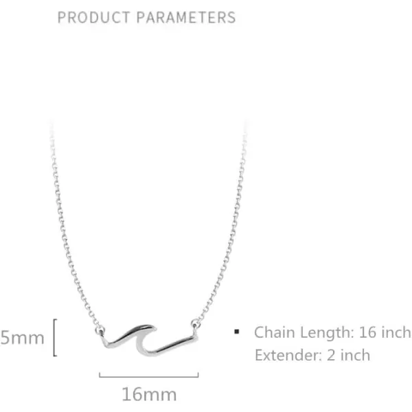 Ocean Wave Necklace for Women Teen Girls 925 Sterling Silver 18K White Gold Plated Minimalist Line Pendant Choker Necklace Adjustable Chain 18 Sea Beach Summer Jewelry Gift for Surfer LoverOcean Wave Necklace for Women Teen Girls 925 Sterling Silver 18K White Gold Plated Minimalist Line Pendant Choker Necklace Adjustable Chain 18 Sea Beach Summer Jewelry Gift for Surfer Lover