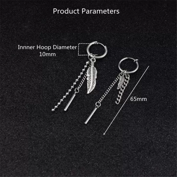 Punk Feather Chain Drop Dangle Hoop Stainless Steel Earrings for Women Girls Men Stainless Steel Asymetrical Vintage Leaf Ball Bead Tassel Bar Dangly Personalized Huggie Kpop Earring for BTS FansPunk Feather Chain Drop Dangle Hoop Stainless Steel Earrings for Women Girls Men Stainless Steel Asymetrical Vintage Leaf Ball Bead Tassel Bar Dangly Personalized Huggie Kpop Earring for BTS Fans