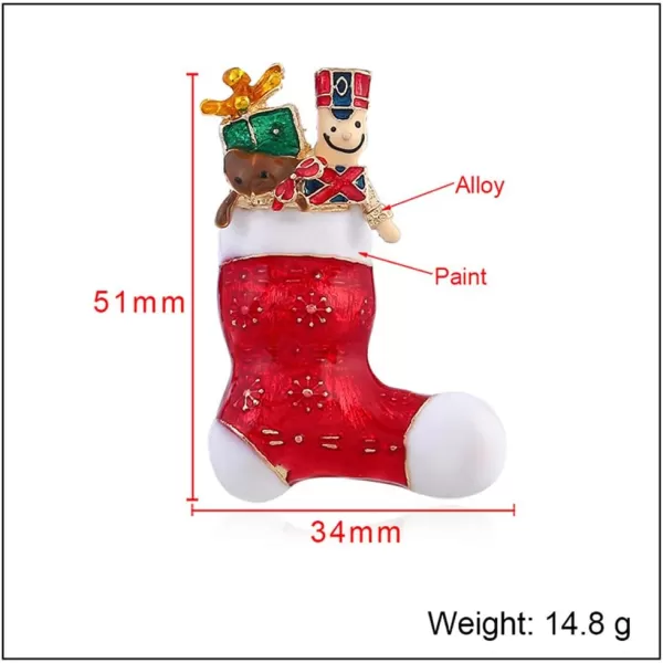 Red Santa Stocking Sock Gift Box Christmas Brooches Pin for Women Girls Men Alloy Gold Plated Cute Snowflake Brooch Dress Accessories Winter Party Decor Jewelry GiftsRed Santa Stocking Sock Gift Box Christmas Brooches Pin for Women Girls Men Alloy Gold Plated Cute Snowflake Brooch Dress Accessories Winter Party Decor Jewelry Gifts