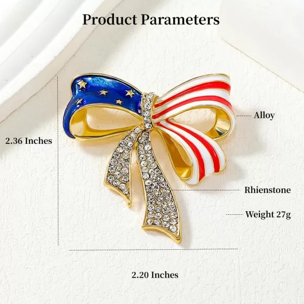 Rhinestone Bowknot USA Flag Brooch Pin for Women Gold Plated Fashion Crystal Star Blue Red Enamel 4th of July American Patriotic Medal Brooches Dress Accessories Independence Presidential Election DayRhinestone Bowknot USA Flag Brooch Pin for Women Gold Plated Fashion Crystal Star Blue Red Enamel 4th of July American Patriotic Medal Brooches Dress Accessories Independence Presidential Election Day
