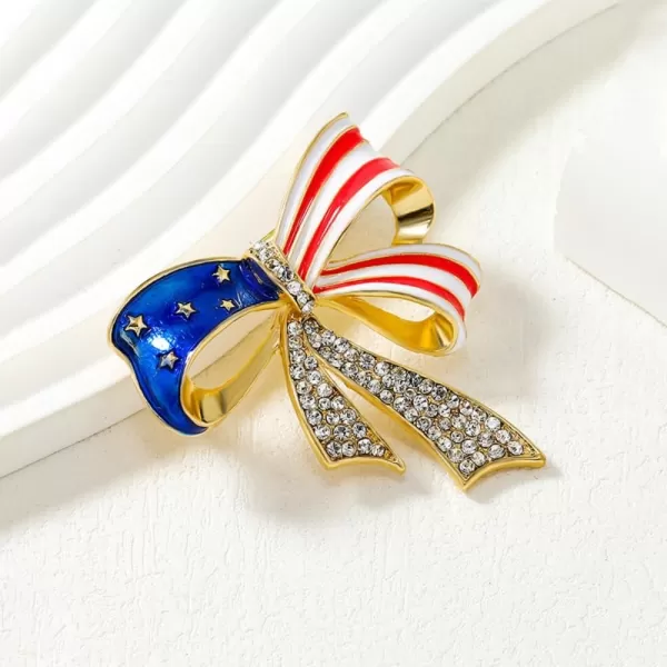 Rhinestone Bowknot USA Flag Brooch Pin for Women Gold Plated Fashion Crystal Star Blue Red Enamel 4th of July American Patriotic Medal Brooches Dress Accessories Independence Presidential Election DayRhinestone Bowknot USA Flag Brooch Pin for Women Gold Plated Fashion Crystal Star Blue Red Enamel 4th of July American Patriotic Medal Brooches Dress Accessories Independence Presidential Election Day
