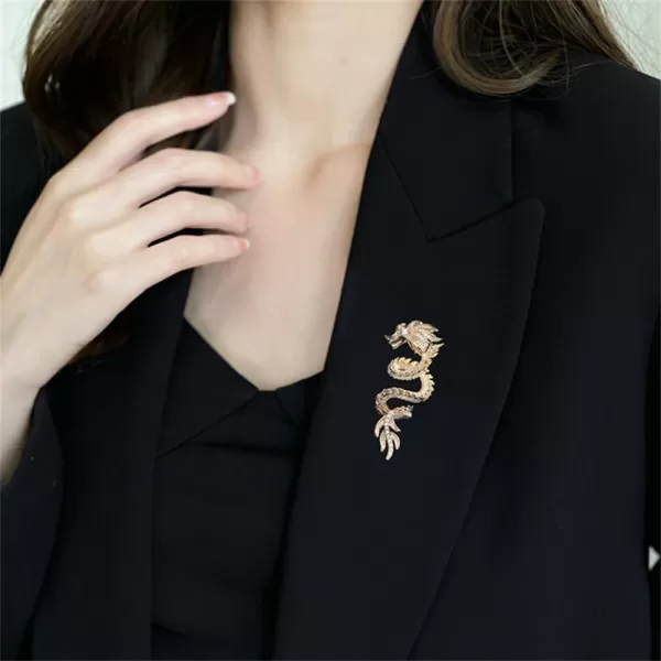 Rhinestone Dragon Brooch Pin for Women Girls Men Gold Plated Fashion Crystal Mythical Creatures Animal Brooches Lapel Pins Dainty Dress Suit Accessories Cute Christmas Lunar Year HipHop Jewelry Gift Souvenir for FriendRhinestone Dragon Brooch Pin for Women Girls Men Gold Plated Fashion Crystal Mythical Creatures Animal Brooches Lapel Pins Dainty Dress Suit Accessories Cute Christmas Lunar Year HipHop Jewelry Gift Souvenir for Friend