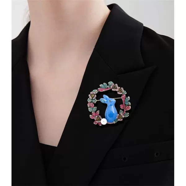 Rhinestone Flower Rabbit Brooch for Women Girls Fashion Cute Enamel Crystal Flowers Wreath Shell Pearl Animal Brooches Lapel Pins Dainty Easter Christmas Festival Decoration Jewelry GiftRhinestone Flower Rabbit Brooch for Women Girls Fashion Cute Enamel Crystal Flowers Wreath Shell Pearl Animal Brooches Lapel Pins Dainty Easter Christmas Festival Decoration Jewelry Gift