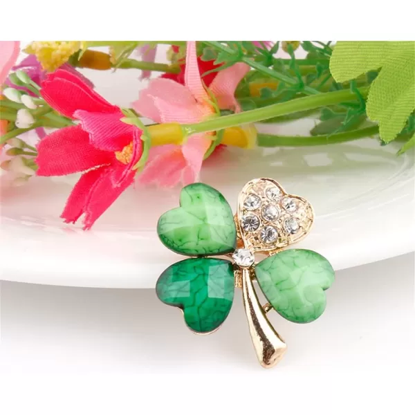 Rhinestone Hearted Clover Leaf Brooch Pin for Women Girls Unisex Gold Plated Vintage Crystal Green Shamrock Flower Brooches Lapel Pins Lucky Decor Dress Accessories St Patricks Day Holiday Anniversary Jewelry GiftRhinestone Hearted Clover Leaf Brooch Pin for Women Girls Unisex Gold Plated Vintage Crystal Green Shamrock Flower Brooches Lapel Pins Lucky Decor Dress Accessories St Patricks Day Holiday Anniversary Jewelry Gift