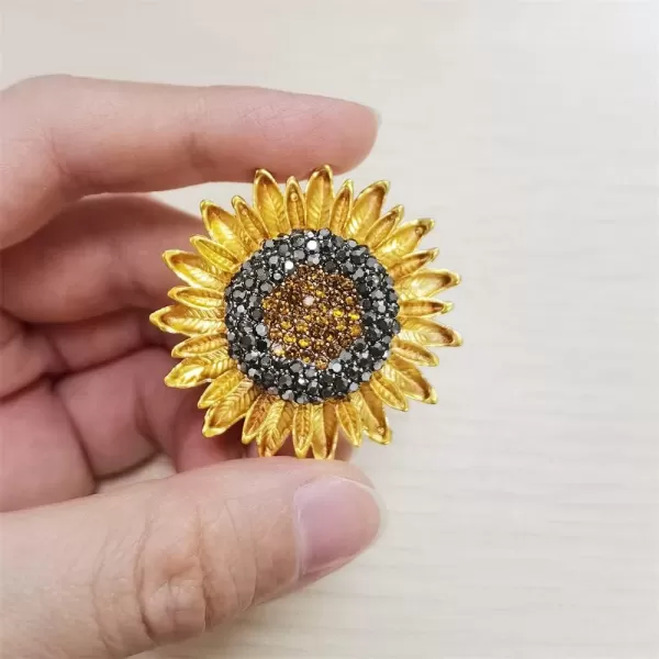 Rhinestone Sunflower Brooch Pin for Women Men Gold Plated Fashion Cute Enamel Daisy Flower Leaf Brooches Lapel Breastpin Elegant Dress Accessories Jewelry Gift for Wedding Birthday Anniversary Fathers DayRhinestone Sunflower Brooch Pin for Women Men Gold Plated Fashion Cute Enamel Daisy Flower Leaf Brooches Lapel Breastpin Elegant Dress Accessories Jewelry Gift for Wedding Birthday Anniversary Fathers Day