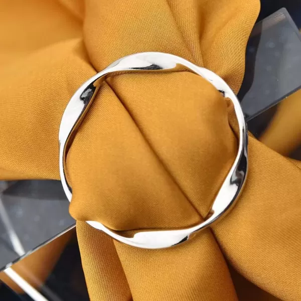Round Twisted Circle Silk Scarf Ring Brooch for Women Girls Minimalist Shawl Scarves Buckle Wrap Clip Fashion Dress Accessories Decoration Jewelry GiftSilver