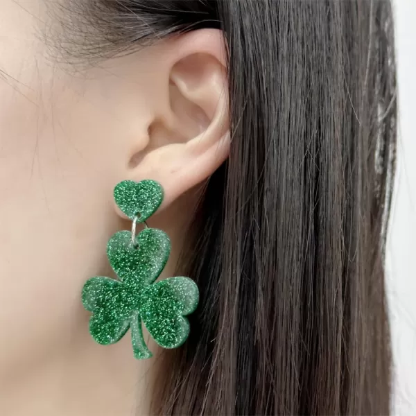 Shiny Heart Clover Leaf Dangle Drop Earrings for Women Girls Acrylic Green Sequins Shamrock Celebration Lucky Statement Charms Earrings Fashion Lightweight St Patricks Day Holiday Jewelry Gifts SouvenirsShiny Heart Clover Leaf Dangle Drop Earrings for Women Girls Acrylic Green Sequins Shamrock Celebration Lucky Statement Charms Earrings Fashion Lightweight St Patricks Day Holiday Jewelry Gifts Souvenirs
