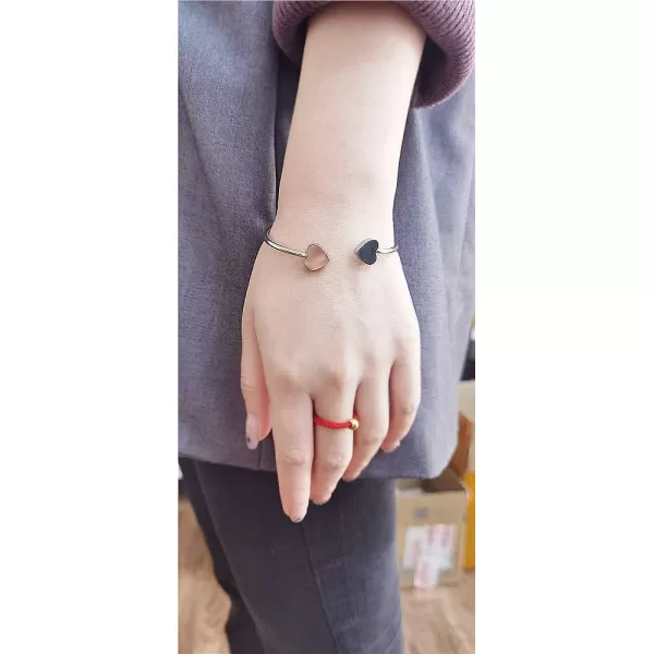 Silver Heart Cuff Bracelet for Women Mom Lover Surgical Stainless Steel Simple Open Bangle Birthday Valentine Mothers Day Jewelry Delicate Gifts for Her