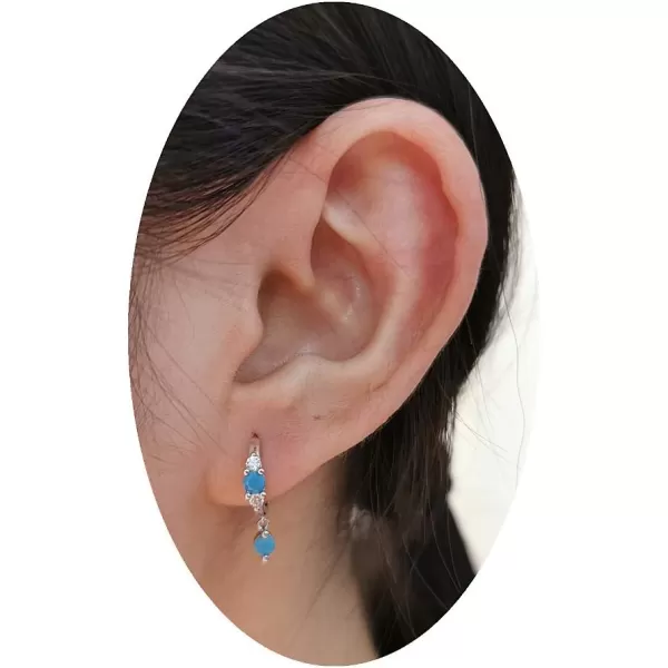 Small Turquoise Dangle Hoop Earrings for Women Girls Sterling Silver with Charm Tiny Huggie Cubic Zirconia Hoops Cartilage Stud Boho Vintage Dainty Jewelry Birthday Gifts SilverSmall Turquoise Dangle Hoop Earrings for Women Girls Sterling Silver with Charm Tiny Huggie Cubic Zirconia Hoops Cartilage Stud Boho Vintage Dainty Jewelry Birthday Gifts Silver
