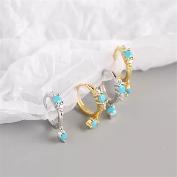 Small Turquoise Dangle Hoop Earrings for Women Girls Sterling Silver with Charm Tiny Huggie Cubic Zirconia Hoops Cartilage Stud Boho Vintage Dainty Jewelry Birthday Gifts SilverSmall Turquoise Dangle Hoop Earrings for Women Girls Sterling Silver with Charm Tiny Huggie Cubic Zirconia Hoops Cartilage Stud Boho Vintage Dainty Jewelry Birthday Gifts Silver