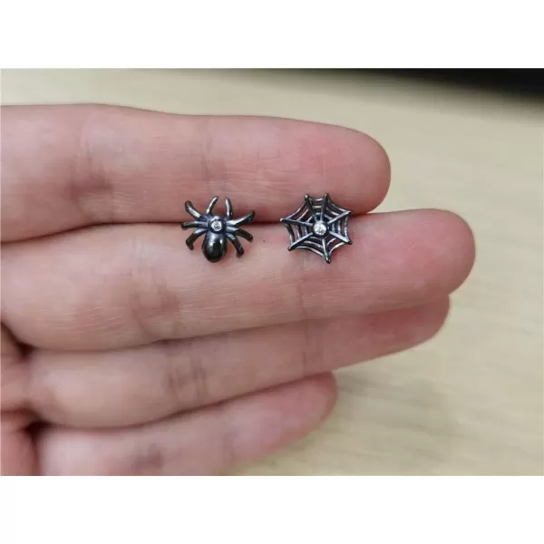Spider Web Tiny Stud Earrings for Women Girls Men 925 Sterling Silver Micro Diamond Hypoallergenic Cute Black Cartilage Tragus Post Asymmetric Animal Jewelry Christmas Halloween PartySpider Web Tiny Stud Earrings for Women Girls Men 925 Sterling Silver Micro Diamond Hypoallergenic Cute Black Cartilage Tragus Post Asymmetric Animal Jewelry Christmas Halloween Party