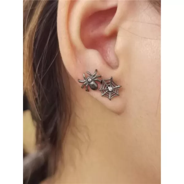 Spider Web Tiny Stud Earrings for Women Girls Men 925 Sterling Silver Micro Diamond Hypoallergenic Cute Black Cartilage Tragus Post Asymmetric Animal Jewelry Christmas Halloween PartySpider Web Tiny Stud Earrings for Women Girls Men 925 Sterling Silver Micro Diamond Hypoallergenic Cute Black Cartilage Tragus Post Asymmetric Animal Jewelry Christmas Halloween Party