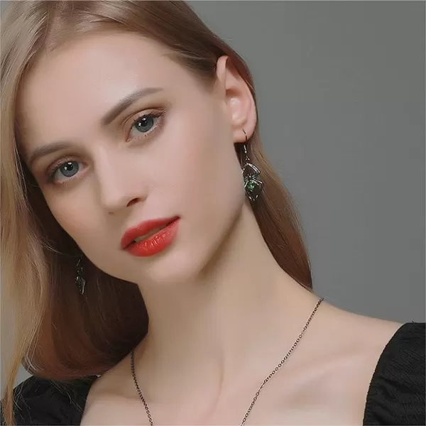 Vintage Black Spider Dangle Hook Earrings for Women Girls Green Cubic Zirconia Exaggerated Carved Bone Skeleton Birthday Stone Punk Fashion Halloween JewelryVintage Black Spider Dangle Hook Earrings for Women Girls Green Cubic Zirconia Exaggerated Carved Bone Skeleton Birthday Stone Punk Fashion Halloween Jewelry