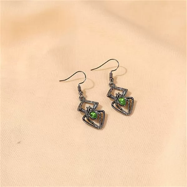 Vintage Black Spider Dangle Hook Earrings for Women Girls Green Cubic Zirconia Exaggerated Carved Bone Skeleton Birthday Stone Punk Fashion Halloween JewelryVintage Black Spider Dangle Hook Earrings for Women Girls Green Cubic Zirconia Exaggerated Carved Bone Skeleton Birthday Stone Punk Fashion Halloween Jewelry