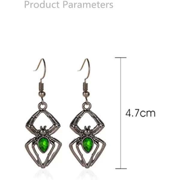 Vintage Black Spider Dangle Hook Earrings for Women Girls Green Cubic Zirconia Exaggerated Carved Bone Skeleton Birthday Stone Punk Fashion Halloween JewelryVintage Black Spider Dangle Hook Earrings for Women Girls Green Cubic Zirconia Exaggerated Carved Bone Skeleton Birthday Stone Punk Fashion Halloween Jewelry