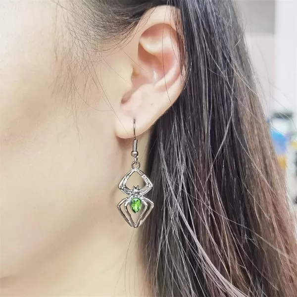 Vintage Black Spider Dangle Hook Earrings for Women Girls Green Cubic Zirconia Exaggerated Carved Bone Skeleton Birthday Stone Punk Fashion Halloween JewelryVintage Black Spider Dangle Hook Earrings for Women Girls Green Cubic Zirconia Exaggerated Carved Bone Skeleton Birthday Stone Punk Fashion Halloween Jewelry