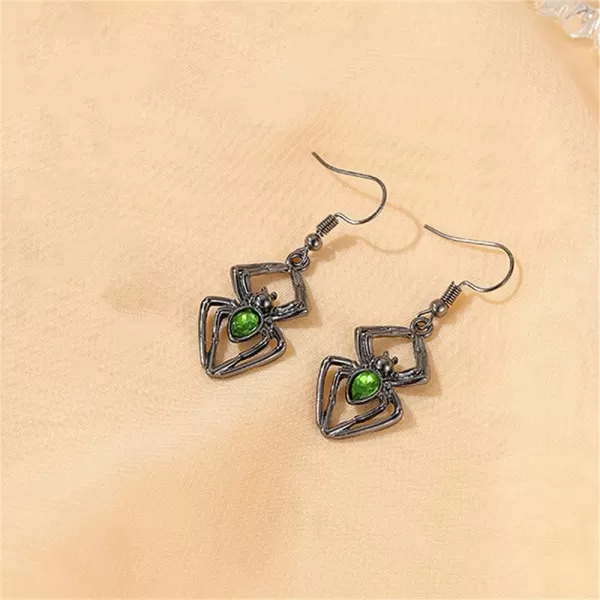 Vintage Black Spider Dangle Hook Earrings for Women Girls Green Cubic Zirconia Exaggerated Carved Bone Skeleton Birthday Stone Punk Fashion Halloween JewelryVintage Black Spider Dangle Hook Earrings for Women Girls Green Cubic Zirconia Exaggerated Carved Bone Skeleton Birthday Stone Punk Fashion Halloween Jewelry