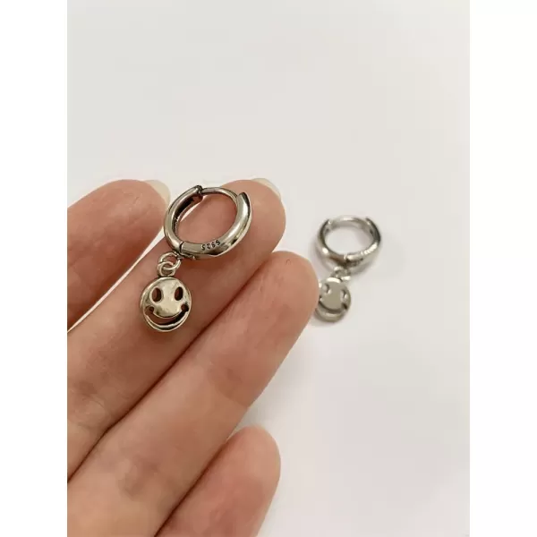 Vintage Smiley Coin Dangle Small Hoop Earrings for Women Girls Silver Plated Cute Charms Hollow Round Happy Face Disc Ball Drop Huggie Hoops Cartilage Cuff Clip Hypoallergenic Friendly Jewelry GiftsVintage Smiley Coin Dangle Small Hoop Earrings for Women Girls Silver Plated Cute Charms Hollow Round Happy Face Disc Ball Drop Huggie Hoops Cartilage Cuff Clip Hypoallergenic Friendly Jewelry Gifts