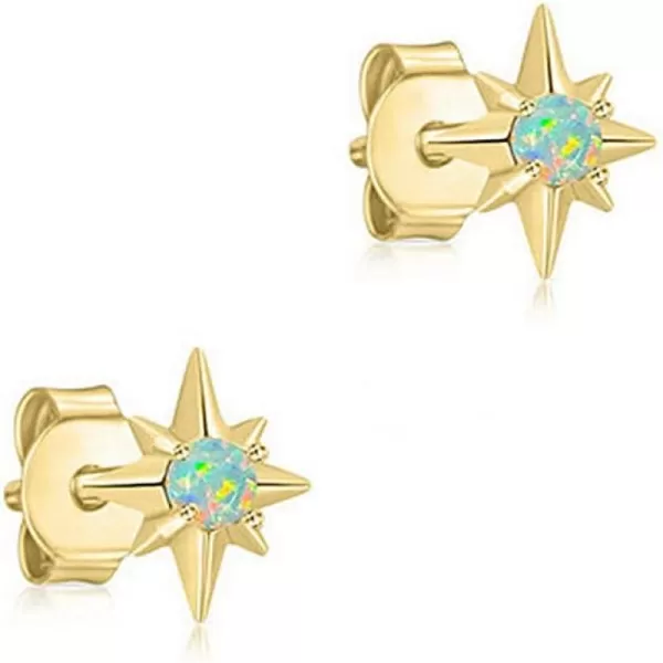 20G Tiny Opal Star Cartilage Stud Earrings for Women Girls 925 Sterling Silver Hypoallergenic Ear Piercing Cute Small Studs Tragus Post Minimalist Dainty Christmas Birthday Jewelry GiftsGold