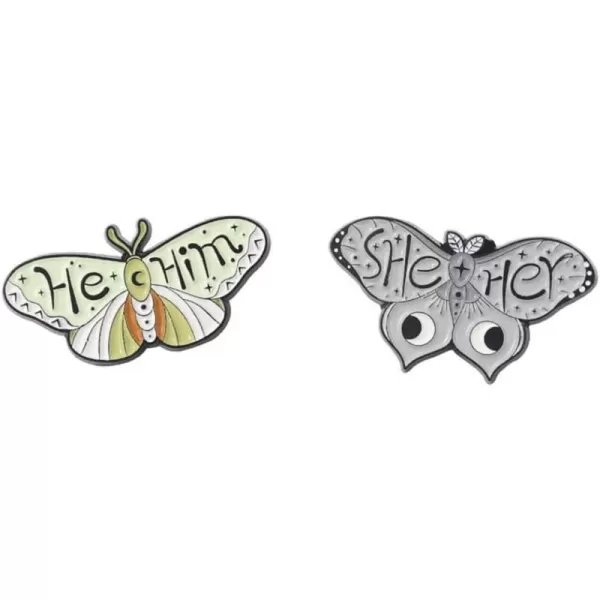 2pcs Enamel Butterfly Pronoun Brooches Pins Set for Women Girls Unisex Fashion Cute Colorful Insect Animal Backpacks Steampunk Badge Hat Dress Accessories JewelryGreen Grey