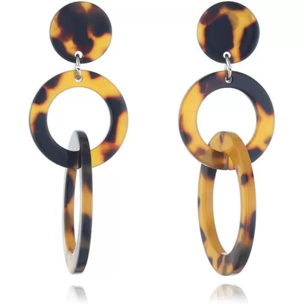 Acrylic Trible Round Circle Dangle Earrings for Women Girls Resin Geometric Tassel Drop Dangling Stud Hypoallergenic Lightweight Retro Y2K Party 70s 80s 90s Jewelry Gifts for Sister BridesmaidTortoiseshell