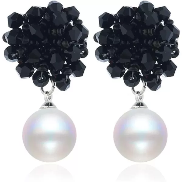 Boho Beaded Pearl Dangle Drop Earrings for Women Girls Piercing Ear Bohemian Big Round Ball Bead Stud Post Handmade Cluster Fashion Earring Jewelry Gifts 5 Colors BlackBoho Beaded Pearl Dangle Drop Earrings for Women Girls Piercing Ear Bohemian Big Round Ball Bead Stud Post Handmade Cluster Fashion Earring Jewelry Gifts 5 Colors Black