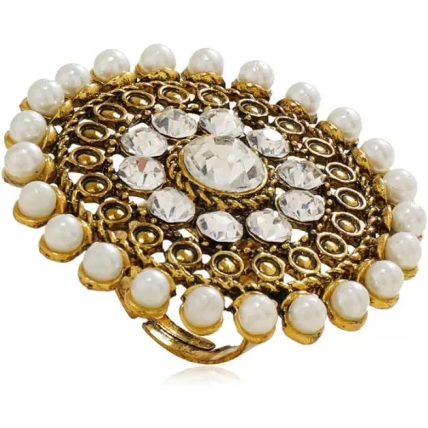 Boho CZ Shell Pearl Statement Ring for Women Girls Gold Tone Antique Mosaic Expandable Adjustable Round Crystal Filigree Open Wrap Finger Rings Comfort Fit Exaggerated Indian Bollywood Party JewelryBoho CZ Shell Pearl Statement Ring for Women Girls Gold Tone Antique Mosaic Expandable Adjustable Round Crystal Filigree Open Wrap Finger Rings Comfort Fit Exaggerated Indian Bollywood Party Jewelry