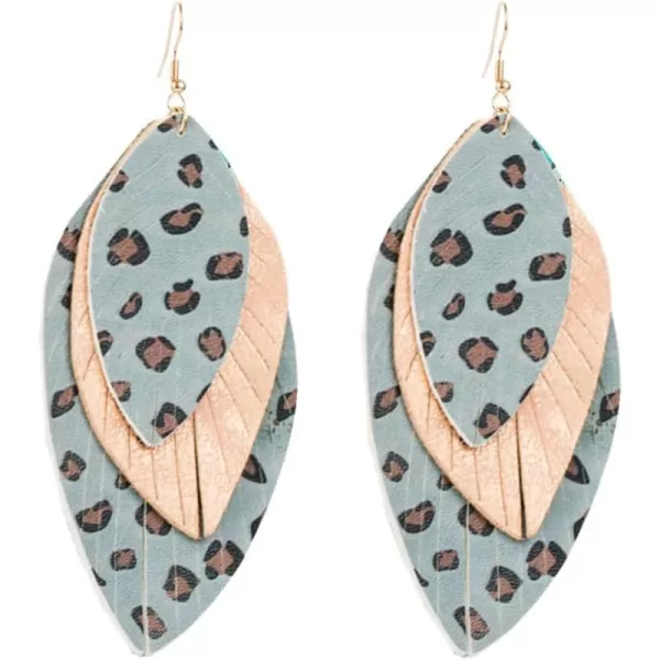 Boho Layered Leather Leaf Earrings for Women Girls Vintage Leopard Print Long Big Summer Statement Drop Dangle Hook Stud Lightweight Vintage Bohemian Beachy Jewelry BlueBoho Layered Leather Leaf Earrings for Women Girls Vintage Leopard Print Long Big Summer Statement Drop Dangle Hook Stud Lightweight Vintage Bohemian Beachy Jewelry Blue