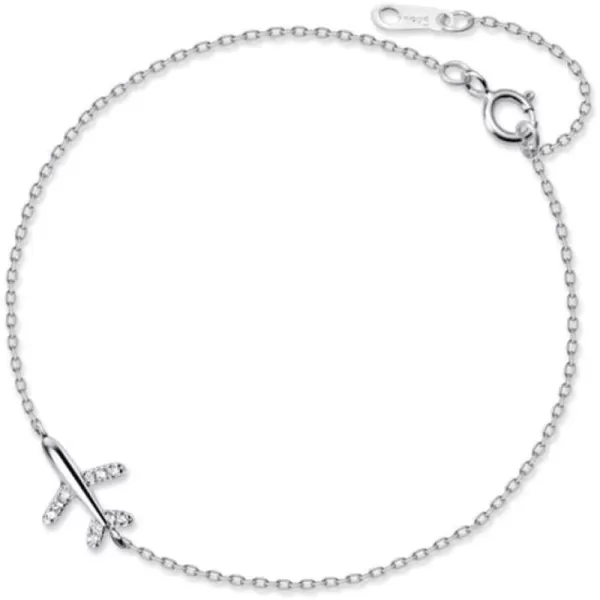Crystal Airplane Bracelet for Women Girls Sterling Silver Cute Delicate Fly Plane Adjustable Charm Link Bracelets Airline Jewelry Christmas Gifts Souvenir for Best Friend freedom Lover WanderlustCrystal Airplane Bracelet for Women Girls Sterling Silver Cute Delicate Fly Plane Adjustable Charm Link Bracelets Airline Jewelry Christmas Gifts Souvenir for Best Friend freedom Lover Wanderlust