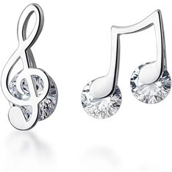 Crystal Music Note Small Sterling Silver Stud Earrings for Women Girls CZ Tiny Cute Asymmetrical Treble Clef Studs Cartilage Dainty Jewelry Birthday Christmas Valentine GiftsCrystal Music Note Small Sterling Silver Stud Earrings for Women Girls CZ Tiny Cute Asymmetrical Treble Clef Studs Cartilage Dainty Jewelry Birthday Christmas Valentine Gifts