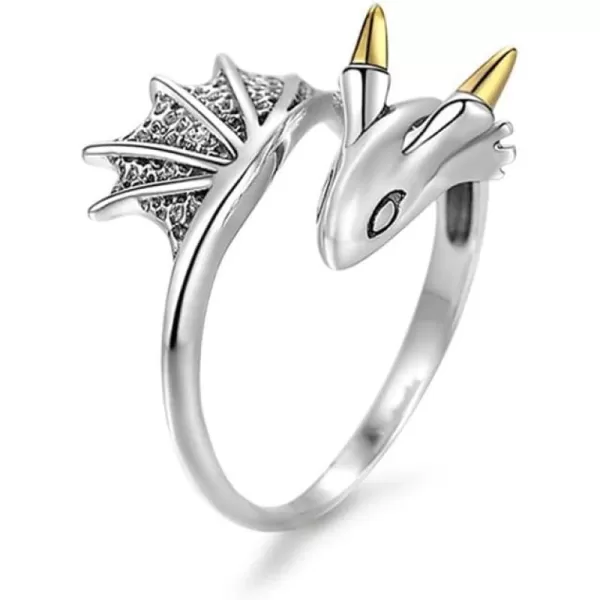 Cute Dragon 925 Sterling Silver Adjustable Ring for Women Girls Vintage Dinosaur Pterosaur Animal Statement Stacking Open Wrap Finger Rings Comfort Fit Fashion Unque Jewelry Gift for Birthday Christmas New YearCute Dragon 925 Sterling Silver Adjustable Ring for Women Girls Vintage Dinosaur Pterosaur Animal Statement Stacking Open Wrap Finger Rings Comfort Fit Fashion Unque Jewelry Gift for Birthday Christmas New Year