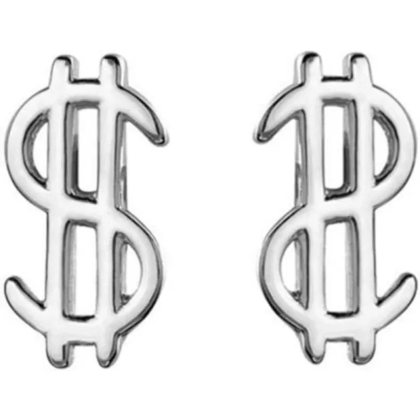 Cute Money Sign Stud Earrings for Women Girls S925 Sterling Silver Minimalist Small US Dollar Symbol Alphabet Punk Tragus Hypoallergenic Piercing Ear Christmas Holiday Souvenir Unique GiftsSilver