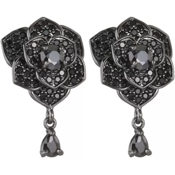 Dainty Black CZ Rose Flower Dangle Stud Earrings for Women Girls 925 Sterling Silver Post Pin Hypoallergenic Crystal Charms Drop Dangling Sensitive Ear Piercing Wedding Birthday Valentine JewelryDainty Black CZ Rose Flower Dangle Stud Earrings for Women Girls 925 Sterling Silver Post Pin Hypoallergenic Crystal Charms Drop Dangling Sensitive Ear Piercing Wedding Birthday Valentine Jewelry