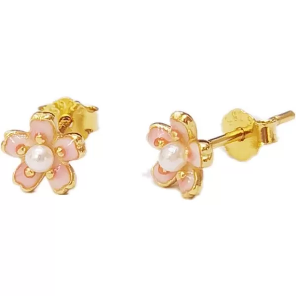 Dainty Cherry Flower Earrings 925 Sterling Silver Small Studs Earring for Women Girls Gold Plated Cute Pink Blossom Sakura Faux Pearl Cartilage Tragus Post Hypoallergenic Lucky Birthday WeddingDainty Cherry Flower Earrings 925 Sterling Silver Small Studs Earring for Women Girls Gold Plated Cute Pink Blossom Sakura Faux Pearl Cartilage Tragus Post Hypoallergenic Lucky Birthday Wedding