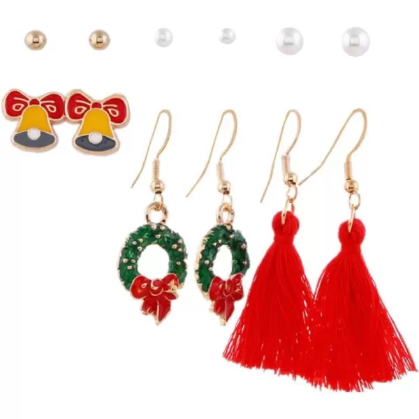 Dtja 6 Pairs Christmas Earrings Bulk for Women Girls Cute Charms Snowflake Tree Bowknot Bell Bow Dangle Drop Imitation Pearl Stud Cartilage Earring Hypoallergenic Set Xmas Holiday Party SD141Dtja 6 Pairs Christmas Earrings Bulk for Women Girls Cute Charms Snowflake Tree Bowknot Bell Bow Dangle Drop Imitation Pearl Stud Cartilage Earring Hypoallergenic Set Xmas Holiday Party SD141