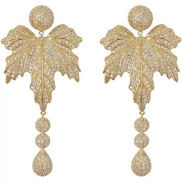 Exaggerated Crystal Mapple Leaf Drop Dangle Earrings for Women Girls S925 Sterling Silver Post Stud Gold Plated Cubic Zirconia Teardrop Chandelier Dangling Luxury Wedding Party Jewelry GiftExaggerated Crystal Mapple Leaf Drop Dangle Earrings for Women Girls S925 Sterling Silver Post Stud Gold Plated Cubic Zirconia Teardrop Chandelier Dangling Luxury Wedding Party Jewelry Gift