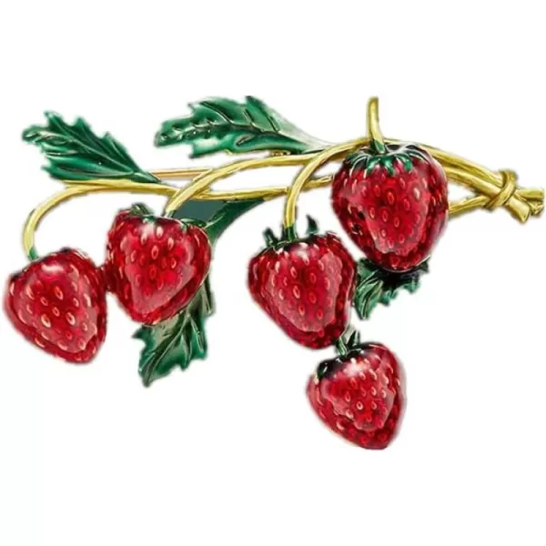 Fashion Fruit Brooch Pin for Women Girls Gold Tone Cute Enamel Red Strawberry Green Leaf Branch Brooches Lapel Creative Dress Accessories Jewelry Dainty Retro GiftFashion Fruit Brooch Pin for Women Girls Gold Tone Cute Enamel Red Strawberry Green Leaf Branch Brooches Lapel Creative Dress Accessories Jewelry Dainty Retro Gift