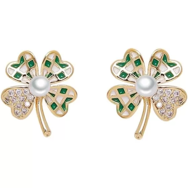 Gold Clover Checker Leaf Stud Earrings for Women Girls 925 Sterling Silver Post Pin Crystal Green Enamel Lucky 4 Leaves Shamrock Flower Studs Cartilage Earrings Hypoallergenic Dainty StPatricks DayGold Clover Checker Leaf Stud Earrings for Women Girls 925 Sterling Silver Post Pin Crystal Green Enamel Lucky 4 Leaves Shamrock Flower Studs Cartilage Earrings Hypoallergenic Dainty StPatricks Day