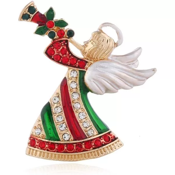 Holiday Angel Rhinestone Brooch Pin for Women Girls Vintage Enamel Alloy Plated CZ Crystal Cute Trumpeter Wings Brooches Corsage Pins Dress Accessories Winter Days Party Decor Jewelry GiftsHoliday Angel Rhinestone Brooch Pin for Women Girls Vintage Enamel Alloy Plated CZ Crystal Cute Trumpeter Wings Brooches Corsage Pins Dress Accessories Winter Days Party Decor Jewelry Gifts