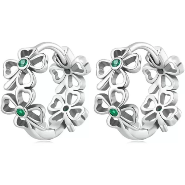 Huggie CZ Clover Hoop Earrings for Women Girls 925 Sterling Silver Green Crystal Hypoallergenic Small Flower Leaf Hoops Cuff Cartilage Elegant Lucky Birthday StPatricks Day Jewelry GiftsHuggie CZ Clover Hoop Earrings for Women Girls 925 Sterling Silver Green Crystal Hypoallergenic Small Flower Leaf Hoops Cuff Cartilage Elegant Lucky Birthday StPatricks Day Jewelry Gifts