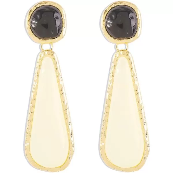 Long Teardrop Dangle Earrings for Women Girls Gold Plated Exggerated Boho Resin Irregular Geometric Lightweight Triangle Xmas Statement Drop Dangling Studs Fashion Chic Vintage Baroque Holiday Party JewelryBlack and White