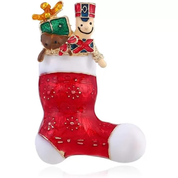 Red Santa Stocking Sock Gift Box Christmas Brooches Pin for Women Girls Men Alloy Gold Plated Cute Snowflake Brooch Dress Accessories Winter Party Decor Jewelry GiftsRed Santa Stocking Sock Gift Box Christmas Brooches Pin for Women Girls Men Alloy Gold Plated Cute Snowflake Brooch Dress Accessories Winter Party Decor Jewelry Gifts