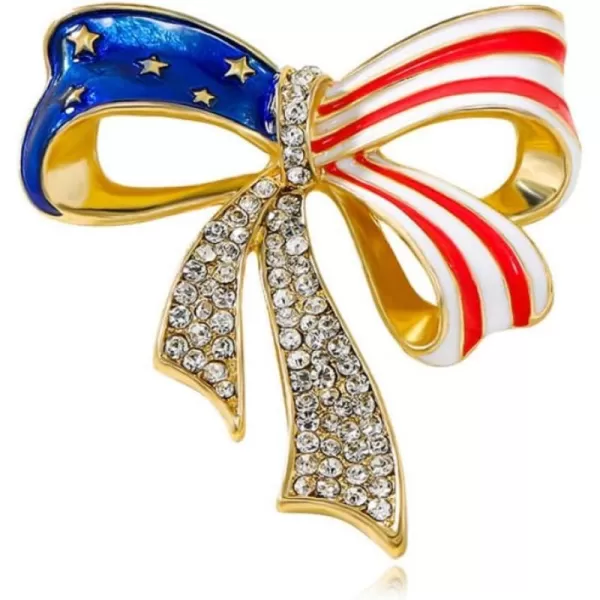 Rhinestone Bowknot USA Flag Brooch Pin for Women Gold Plated Fashion Crystal Star Blue Red Enamel 4th of July American Patriotic Medal Brooches Dress Accessories Independence Presidential Election DayRhinestone Bowknot USA Flag Brooch Pin for Women Gold Plated Fashion Crystal Star Blue Red Enamel 4th of July American Patriotic Medal Brooches Dress Accessories Independence Presidential Election Day