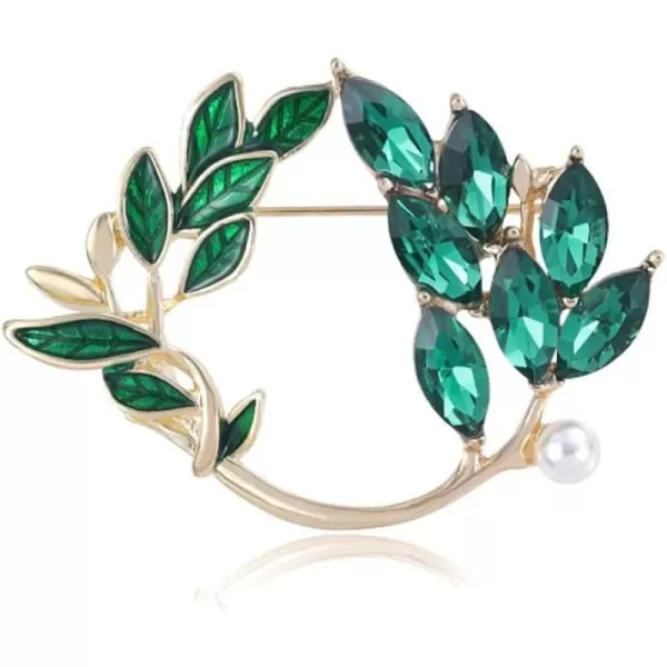 Rhinestone Green Olive Leaf Brooch Pin for Women Girls Unisex Gold Plated Vintage Crystal Leaves Flower Wreath Shell Pearl Brooches Lapel Pins Lucky Decor Dress Accessories St Patricks Day Holiday Christmas Jewelry GiftRhinestone Green Olive Leaf Brooch Pin for Women Girls Unisex Gold Plated Vintage Crystal Leaves Flower Wreath Shell Pearl Brooches Lapel Pins Lucky Decor Dress Accessories St Patricks Day Holiday Christmas Jewelry Gift