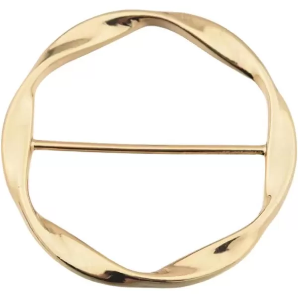 Round Twisted Circle Silk Scarf Ring Brooch for Women Girls Minimalist Shawl Scarves Buckle Wrap Clip Fashion Dress Accessories Decoration Jewelry GiftGold