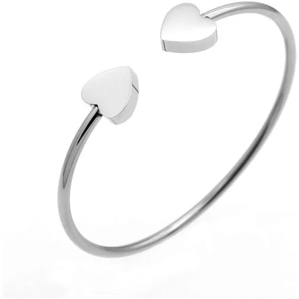 Silver Heart Cuff Bracelet for Women Mom Lover Surgical Stainless Steel Simple Open Bangle Birthday Valentine Mothers Day Jewelry Delicate Gifts for HerSilver Heart Cuff Bracelet for Women Mom Lover Surgical Stainless Steel Simple Open Bangle Birthday Valentine Mothers Day Jewelry Delicate Gifts for Her