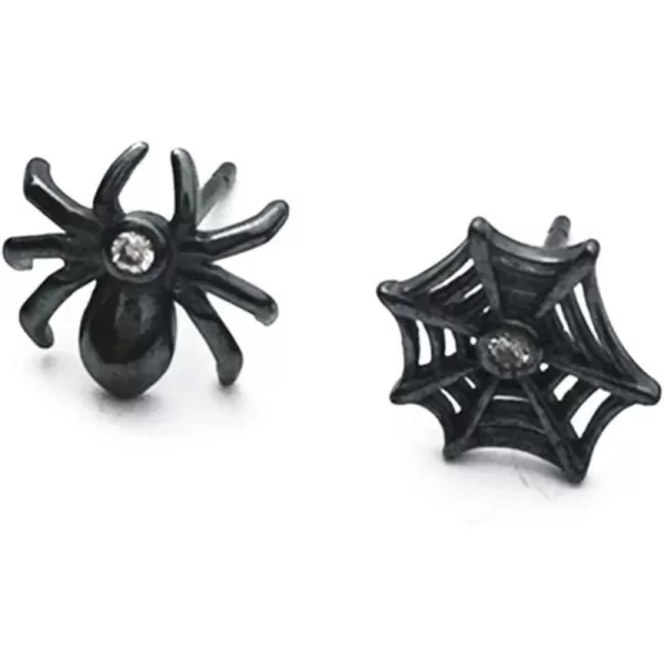 Spider Web Tiny Stud Earrings for Women Girls Men 925 Sterling Silver Micro Diamond Hypoallergenic Cute Black Cartilage Tragus Post Asymmetric Animal Jewelry Christmas Halloween PartySpider Web Tiny Stud Earrings for Women Girls Men 925 Sterling Silver Micro Diamond Hypoallergenic Cute Black Cartilage Tragus Post Asymmetric Animal Jewelry Christmas Halloween Party