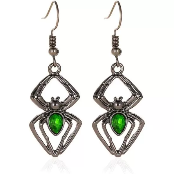 Vintage Black Spider Dangle Hook Earrings for Women Girls Green Cubic Zirconia Exaggerated Carved Bone Skeleton Birthday Stone Punk Fashion Halloween JewelryVintage Black Spider Dangle Hook Earrings for Women Girls Green Cubic Zirconia Exaggerated Carved Bone Skeleton Birthday Stone Punk Fashion Halloween Jewelry