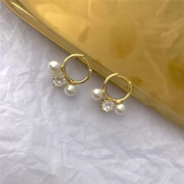 14K Huggie Hoop Earrings with Charms CZ Pearl Drop for Women Girls Copper Round Hoops 6mm 2 Pearls Gold Plated Cartilage Earring Fashion Jewelry Birthday Wedding Valentines Day Gifts for Best Friend14K Huggie Hoop Earrings with Charms CZ Pearl Drop for Women Girls Copper Round Hoops 6mm 2 Pearls Gold Plated Cartilage Earring Fashion Jewelry Birthday Wedding Valentines Day Gifts for Best Friend