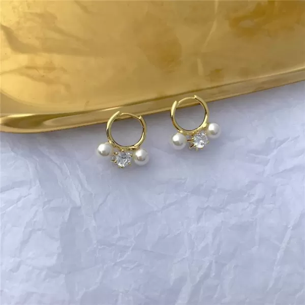 14K Huggie Hoop Earrings with Charms CZ Pearl Drop for Women Girls Copper Round Hoops 6mm 2 Pearls Gold Plated Cartilage Earring Fashion Jewelry Birthday Wedding Valentines Day Gifts for Best Friend14K Huggie Hoop Earrings with Charms CZ Pearl Drop for Women Girls Copper Round Hoops 6mm 2 Pearls Gold Plated Cartilage Earring Fashion Jewelry Birthday Wedding Valentines Day Gifts for Best Friend